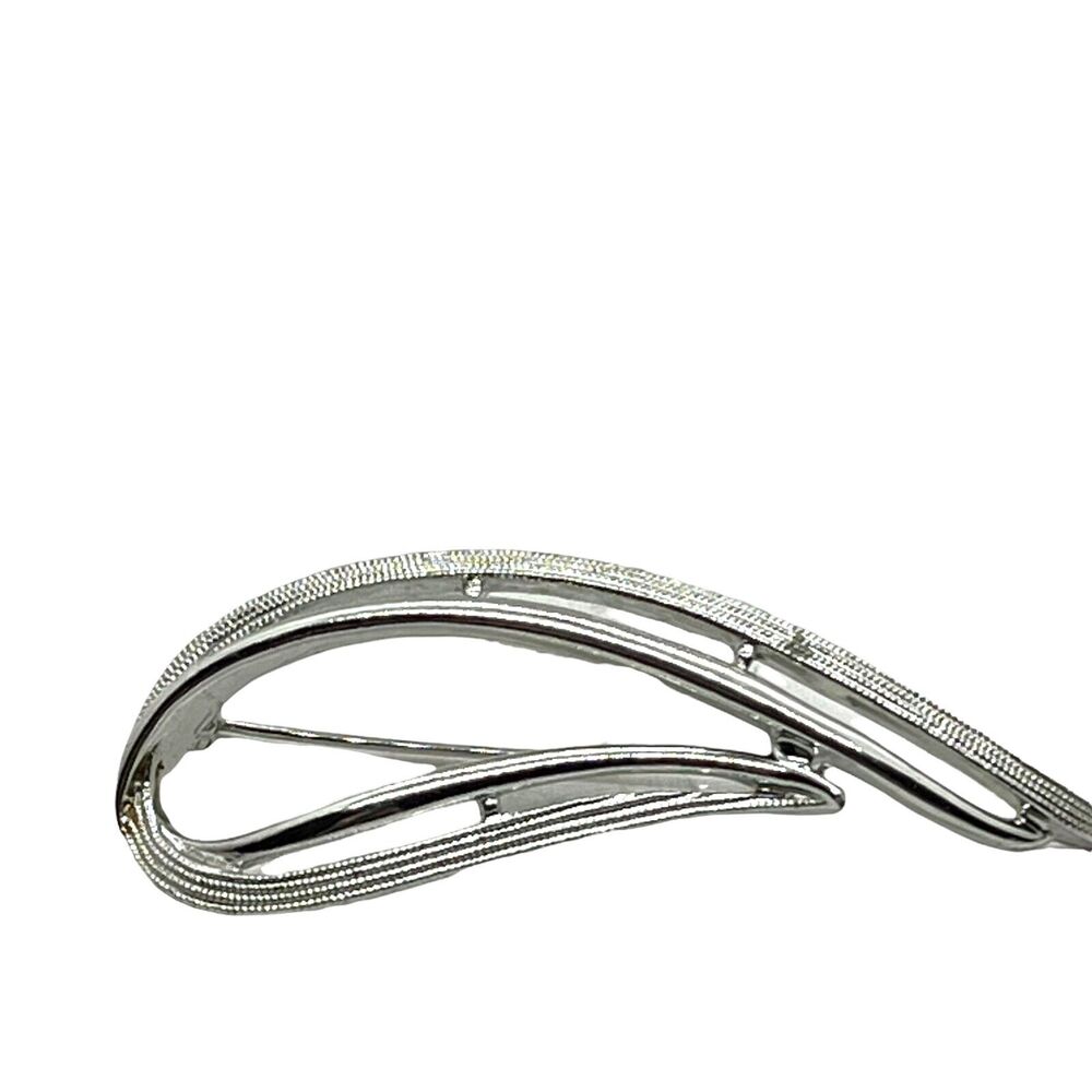 Vintage Sarah Coventry Canada Signed Designer Abstract Silver Leaf Brooch